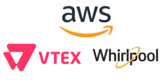 AWS, Whirlpool, VTEX logos